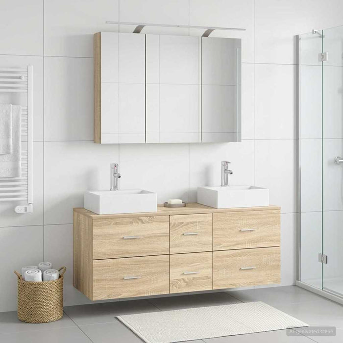 Set de mobilier pentru baie 4 pcs Stejar Sonoma WALTI