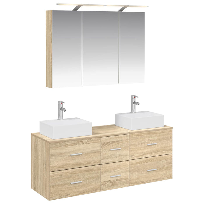 Set de mobilier pentru baie 4 pcs Stejar Sonoma WALTI