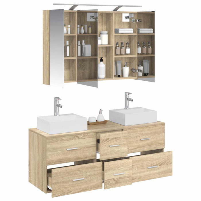 Set de mobilier pentru baie 4 pcs Stejar Sonoma WALTI