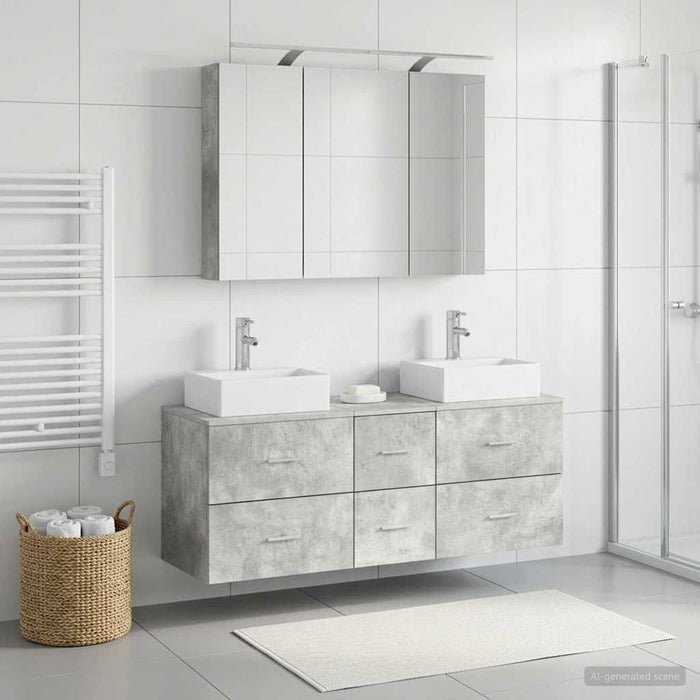 Set de mobilier pentru baie 4 pcs Gri Beton WALTI