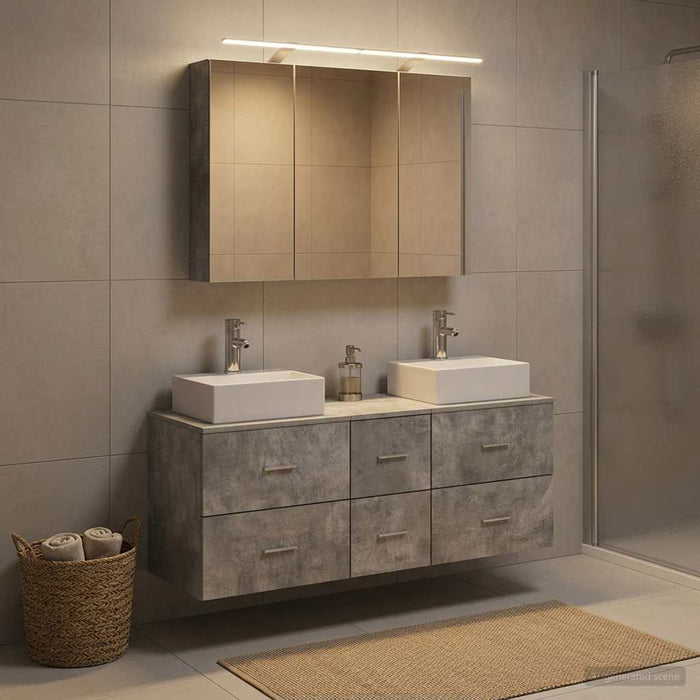 Set de mobilier pentru baie 4 pcs Gri Beton WALTI