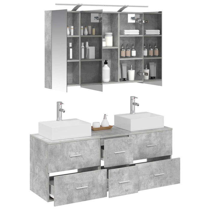 Set de mobilier pentru baie 4 pcs Gri Beton WALTI