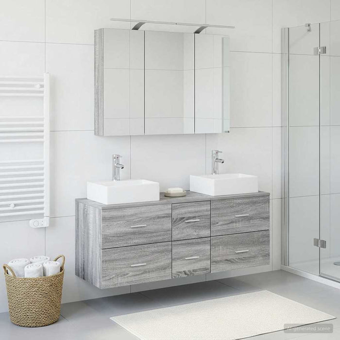 Set de mobilier pentru baie 4 buc. Sonoma gri WALTI