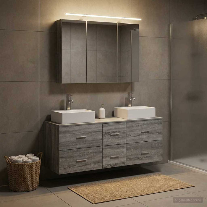 Set de mobilier pentru baie 4 buc. Sonoma gri WALTI