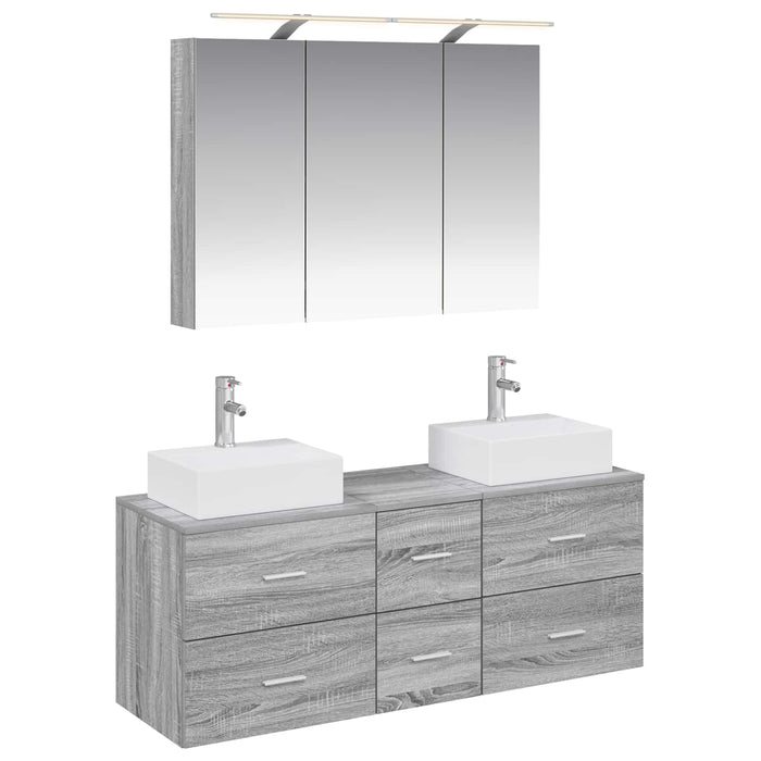 Set de mobilier pentru baie 4 pcs Sonoma gri WALTI