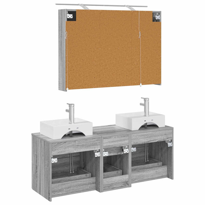 Set de mobilier pentru baie 4 pcs Sonoma gri WALTI