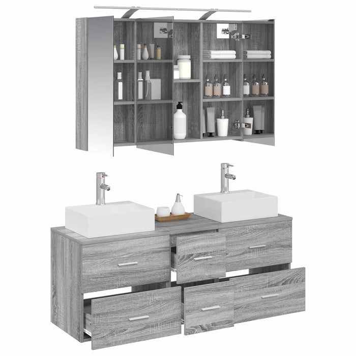 Set de mobilier pentru baie 4 pcs Sonoma gri WALTI
