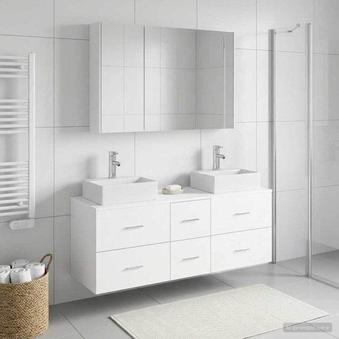 Set de mobilier pentru baie 4 buc. Alb Lemn prelucrat și sticlă WALTI