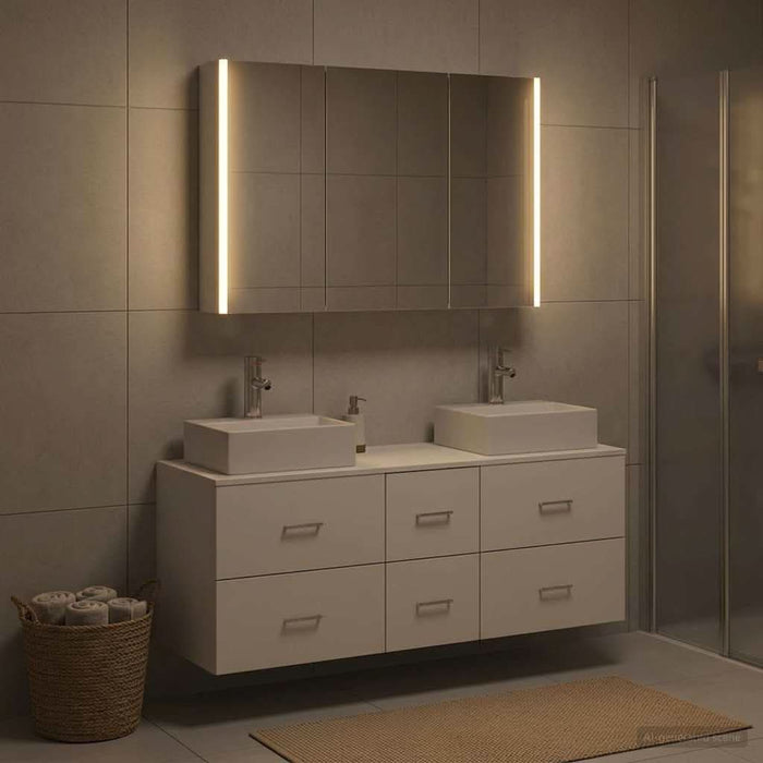 Set de mobilier pentru baie 4 buc. Alb Lemn prelucrat și sticlă WALTI