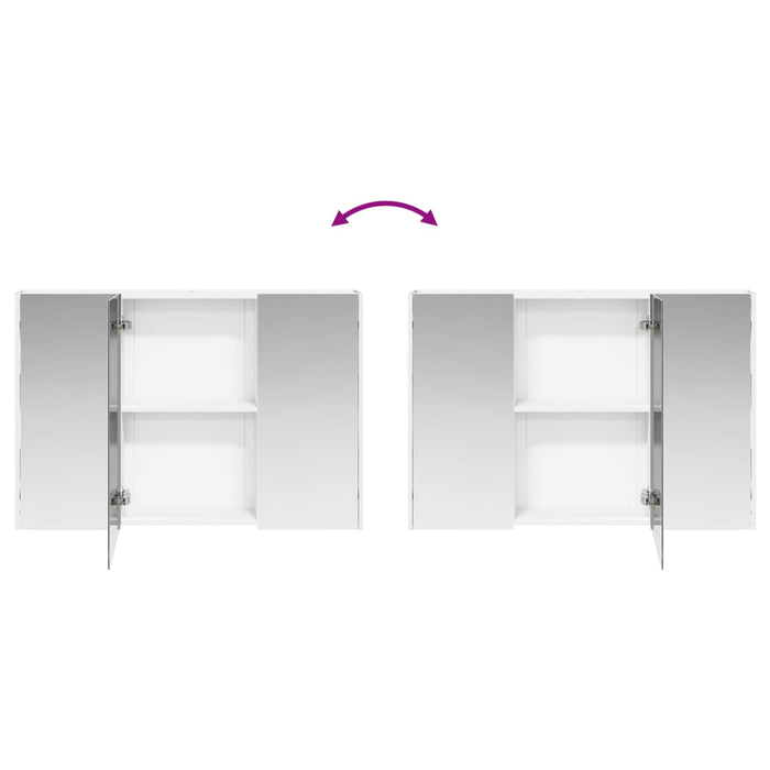 Set de mobilier pentru baie 4 pcs Alb Lemn prelucrat și sticlă WALTI