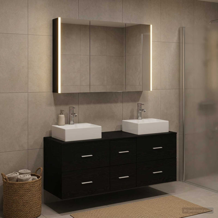 Set de mobilier pentru baie 4 buc. Stejar Negru WALTI