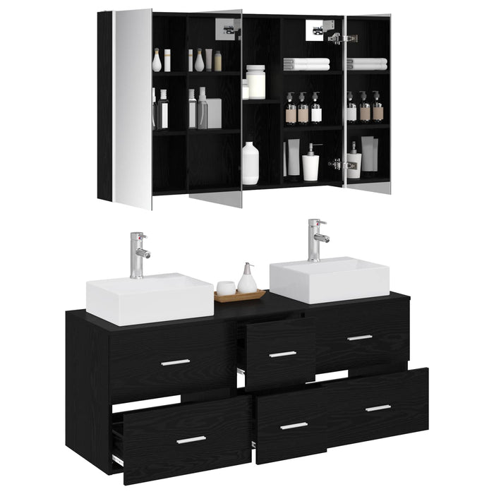 Set de mobilier pentru baie 4 pcs Stejar Negru WALTI
