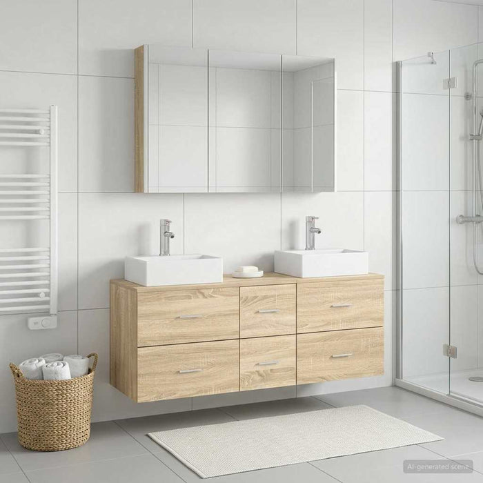 Set de mobilier pentru baie 4 buc. Stejar Sonoma WALTI