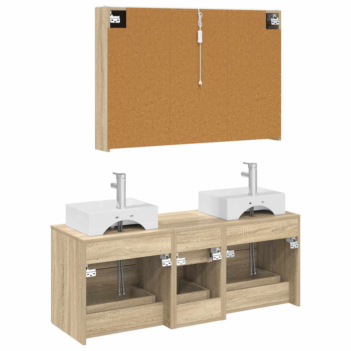 Set de mobilier pentru baie 4 pcs Stejar Sonoma WALTI