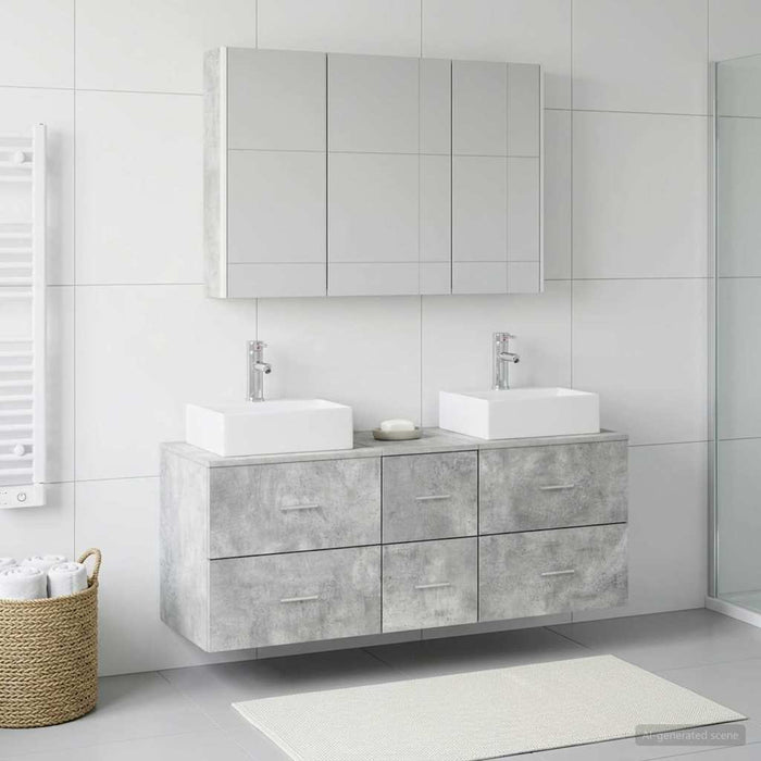 Set de mobilier pentru baie 4 pcs Gri Beton WALTI