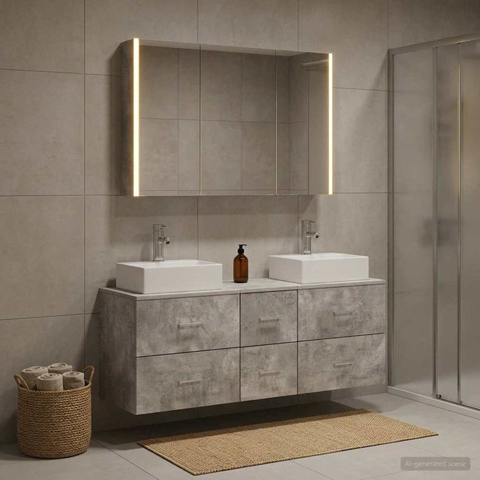 Set de mobilier pentru baie 4 buc. Gri Beton WALTI