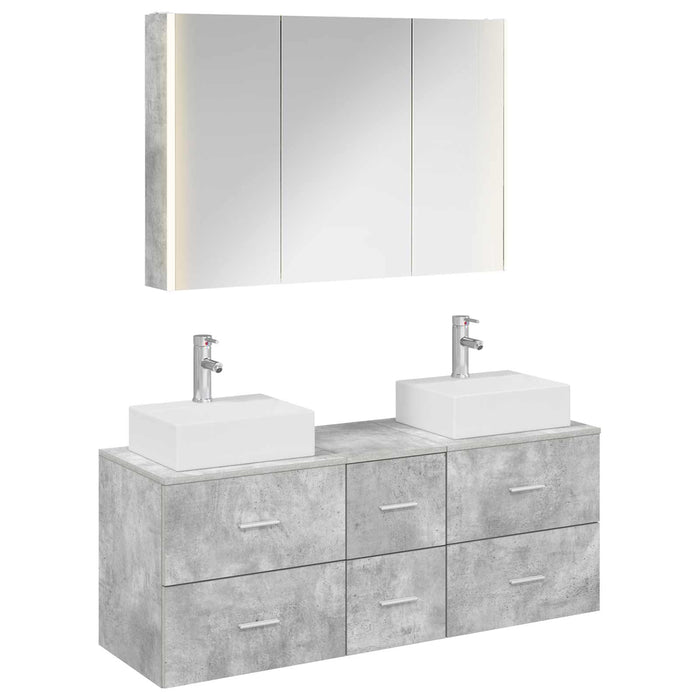 Set de mobilier pentru baie 4 pcs Gri Beton WALTI