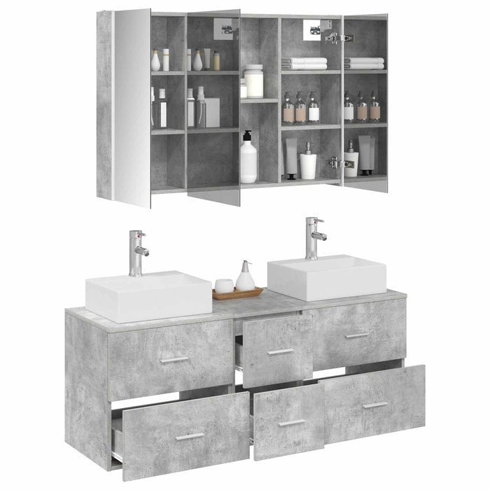 Set de mobilier pentru baie 4 pcs Gri Beton WALTI