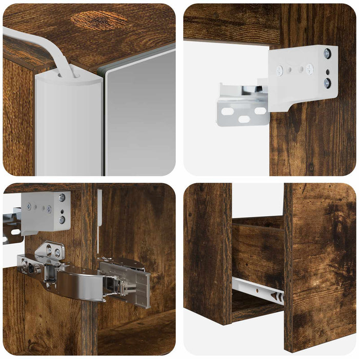 Set de mobilier pentru baie 4 pcs Stejar fumuriu WALTI