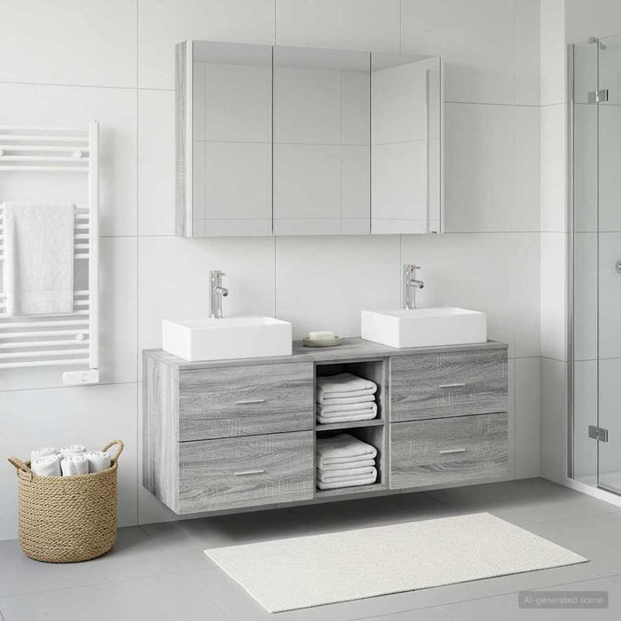 Set de mobilier pentru baie 4 buc. Sonoma gri WALTI