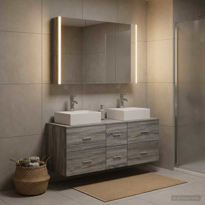 Set de mobilier pentru baie 4 buc. Sonoma gri WALTI