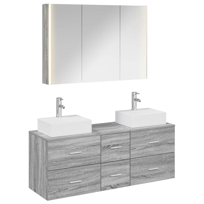Set de mobilier pentru baie 4 pcs Sonoma gri WALTI