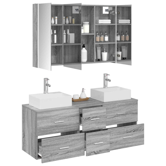 Set de mobilier pentru baie 4 pcs Sonoma gri WALTI