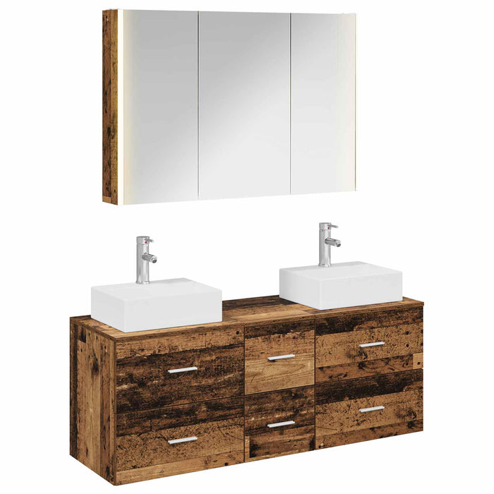 Set de mobilier pentru baie 4 pcs Lemn vechi WALTI