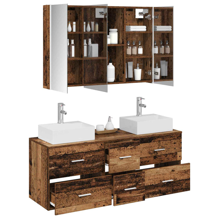 Set de mobilier pentru baie 4 pcs Lemn vechi WALTI
