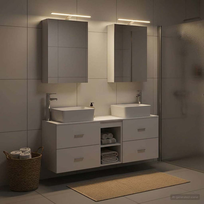 Set de mobilier pentru baie 5 pcs Alb Lemn prelucrat și sticlă WALTI