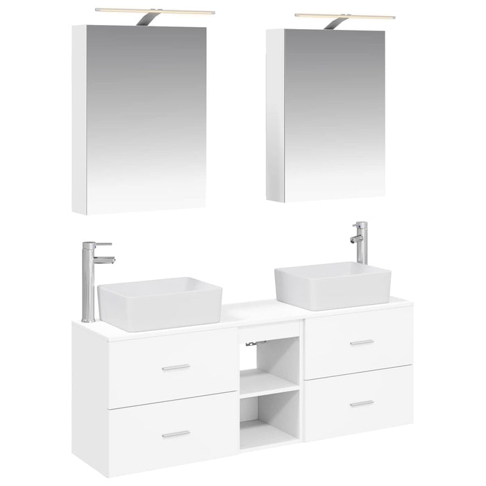 Set de mobilier pentru baie 5 pcs Alb Lemn prelucrat și sticlă WALTI