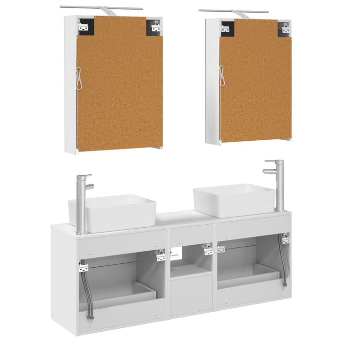 Set de mobilier pentru baie 5 pcs Alb Lemn prelucrat și sticlă WALTI