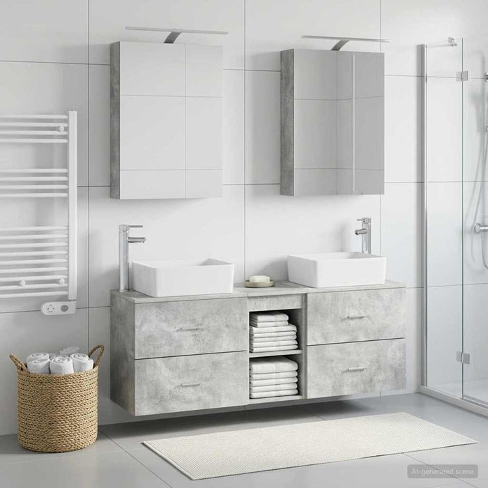 Set de mobilier pentru baie 5 pcs Gri Beton WALTI