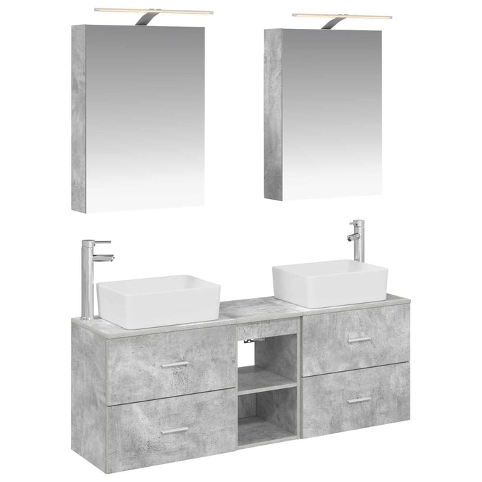 Set de mobilier pentru baie 5 pcs Gri Beton WALTI