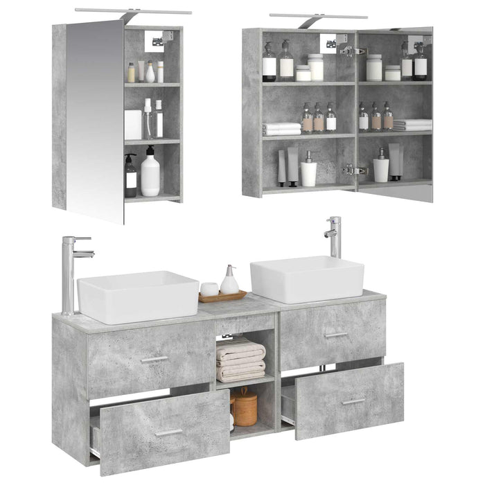 Set de mobilier pentru baie 5 pcs Gri Beton WALTI