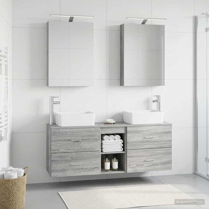 Set de mobilier pentru baie 5 pcs Sonoma gri WALTI