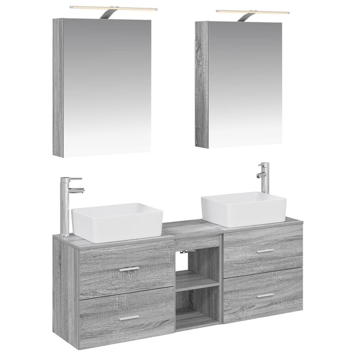 Set de mobilier pentru baie 5 pcs Sonoma gri WALTI