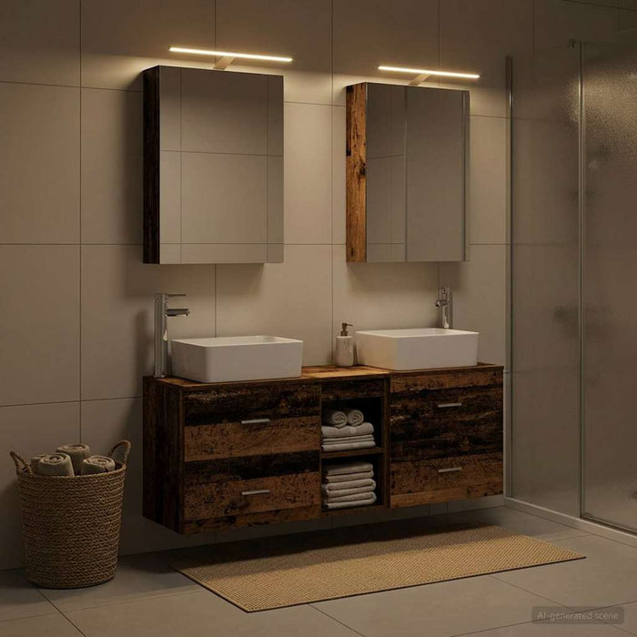 Set de mobilier pentru baie 5 buc. Lemn vechi - WALTI WALTI