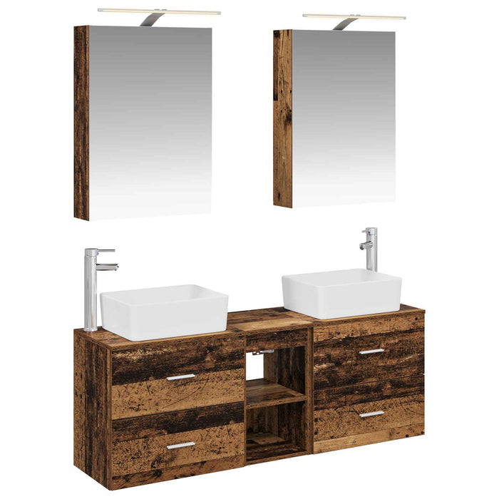Set de mobilier pentru baie 5 pcs Lemn vechi WALTI