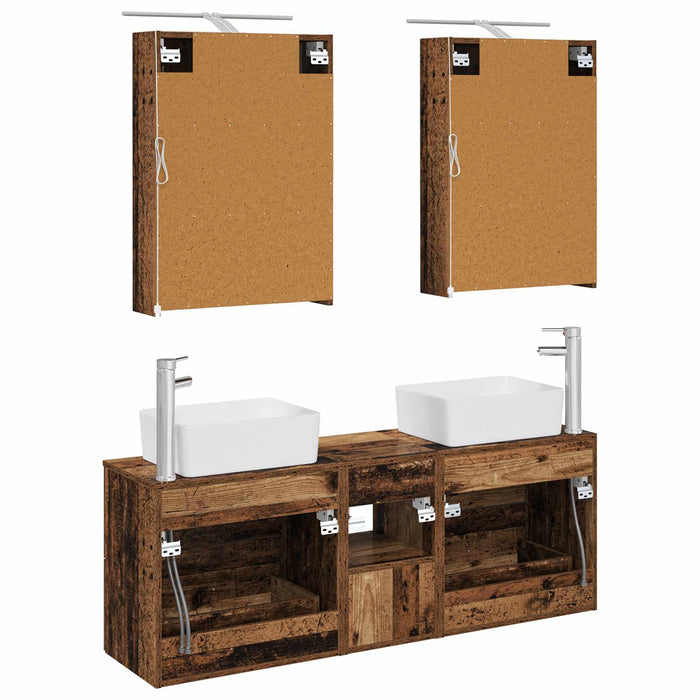 Set de mobilier pentru baie 5 pcs Lemn vechi WALTI