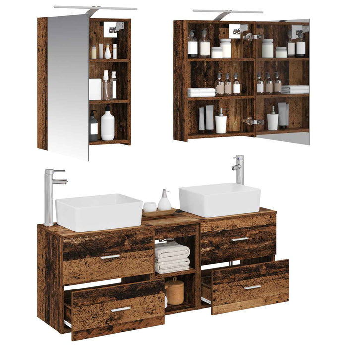 Set de mobilier pentru baie 5 pcs Lemn vechi WALTI
