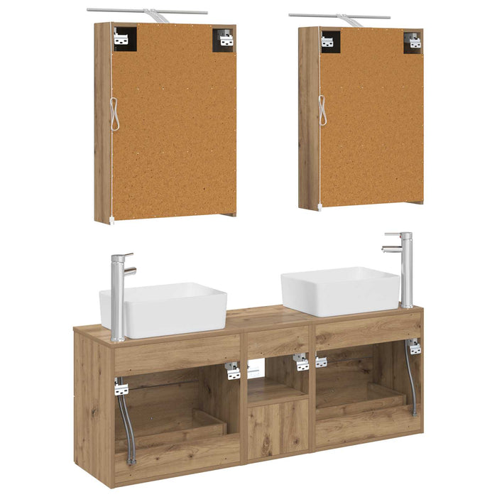 Set de mobilier pentru baie 5 pcs Stejar Artizanal WALTI