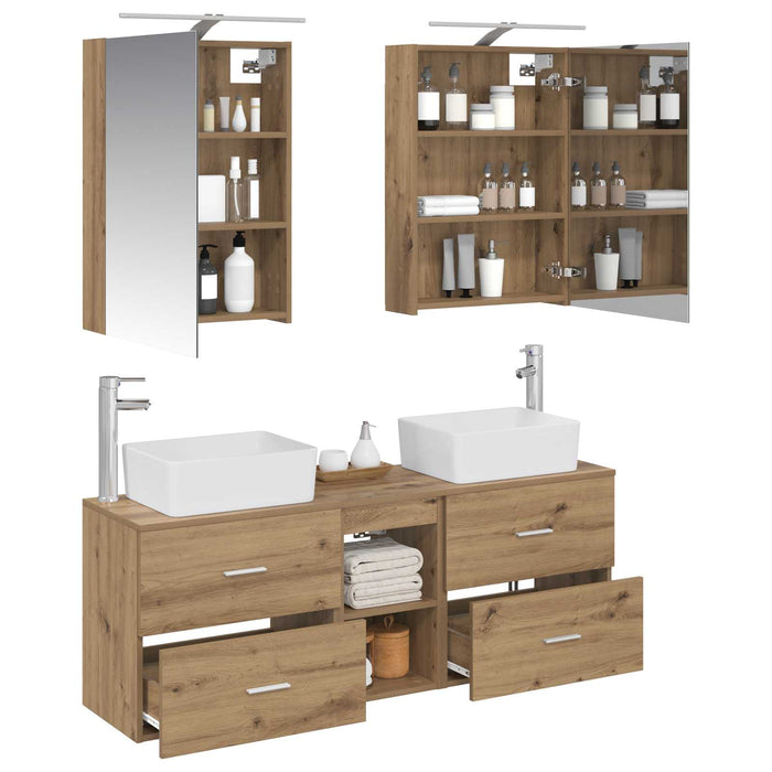 Set de mobilier pentru baie 5 pcs Stejar Artizanal WALTI