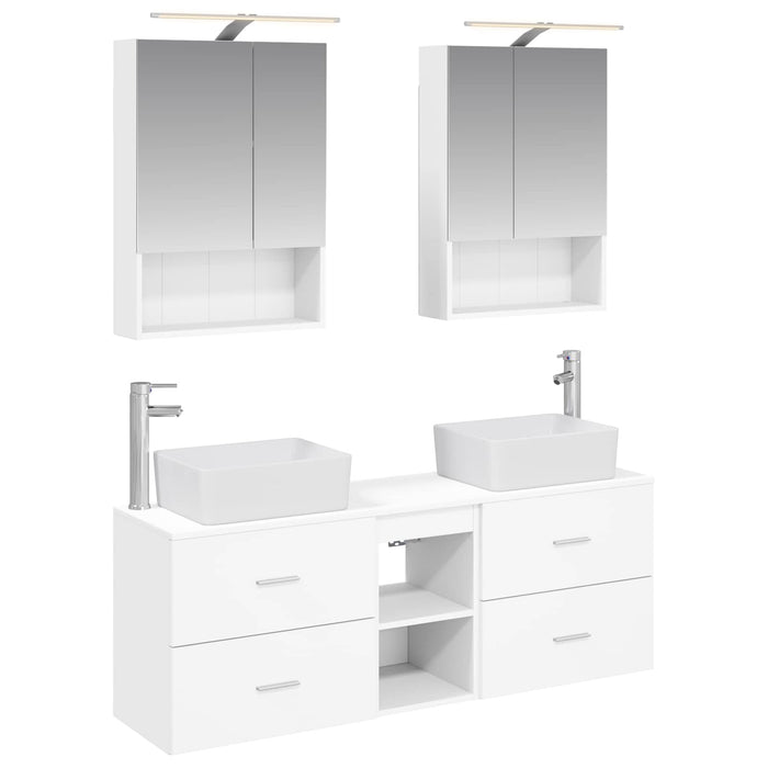 Set de mobilier pentru baie 5 pcs Alb Lemn prelucrat și sticlă WALTI