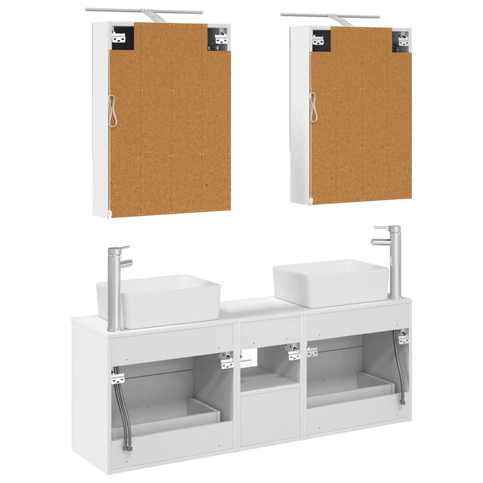 Set de mobilier pentru baie 5 pcs Alb Lemn prelucrat și sticlă WALTI