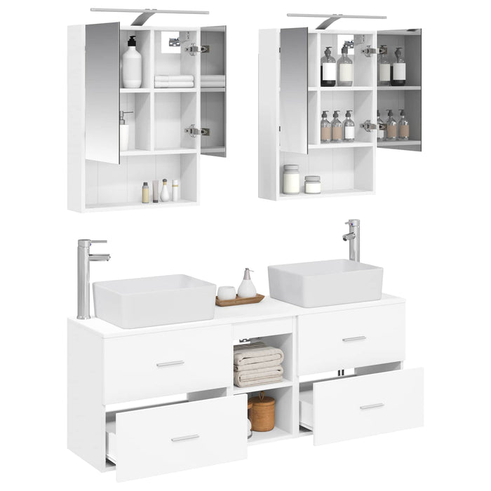 Set de mobilier pentru baie 5 pcs Alb Lemn prelucrat și sticlă WALTI