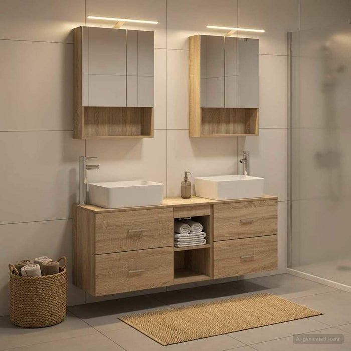 Set de mobilier pentru baie 5 pcs Stejar Sonoma WALTI