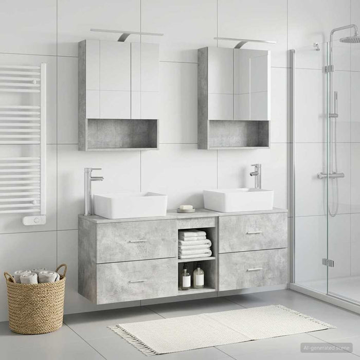 Set de mobilier pentru baie 5 pcs Gri Beton WALTI