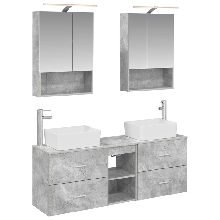 Set de mobilier pentru baie 5 pcs Gri Beton WALTI