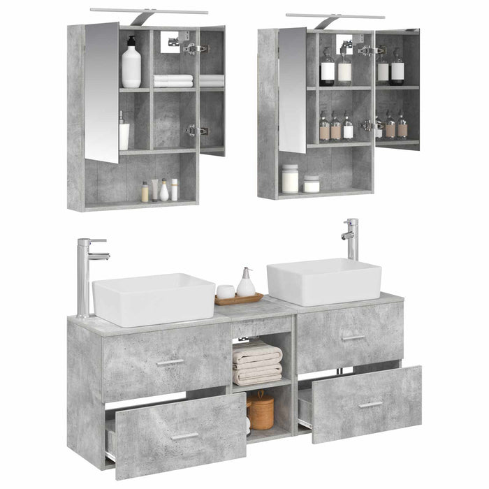 Set de mobilier pentru baie 5 pcs Gri Beton WALTI